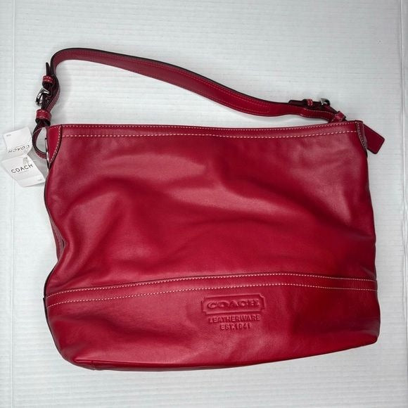 *NEW* COACH Red Leather Shoulder Hobo Bag