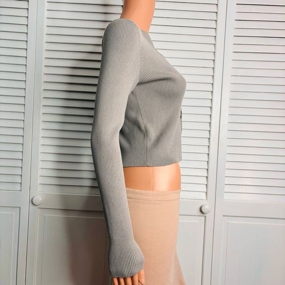 525 AMERICA Gray Cropped Button Front Cardigan Size Small