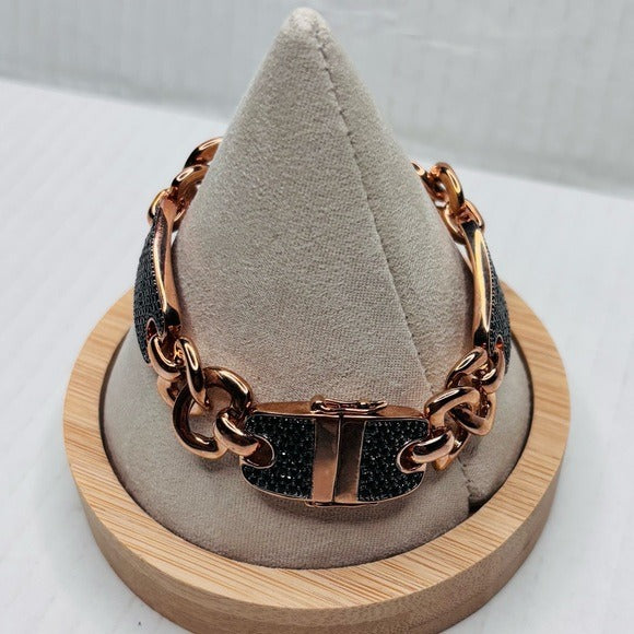 BRONZO ITALIA Rose Gold Color Bronze Black Spinel Bracelet