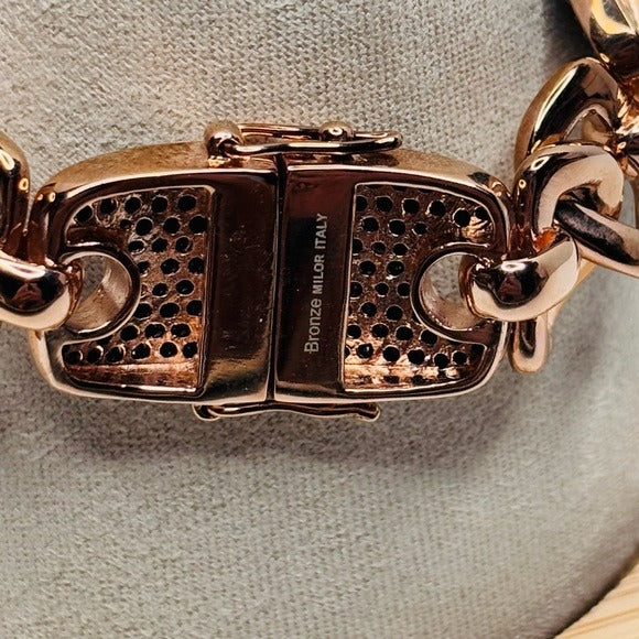 BRONZO ITALIA Rose Gold Color Bronze Black Spinel Bracelet