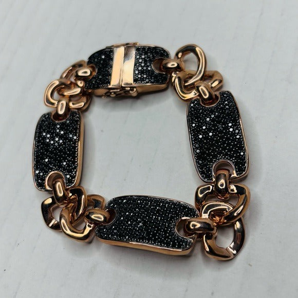 BRONZO ITALIA Rose Gold Color Bronze Black Spinel Bracelet