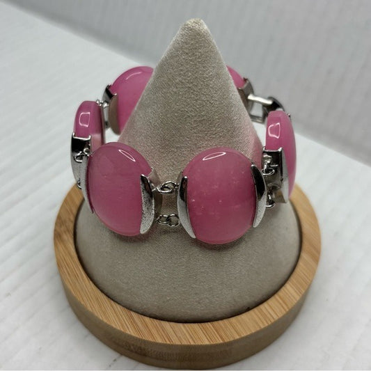 Sterling Silver Chalcedony Pink Bracelet