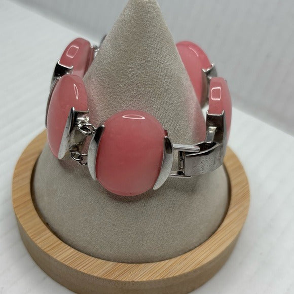 Sterling Silver Chalcedony Pink Bracelet
