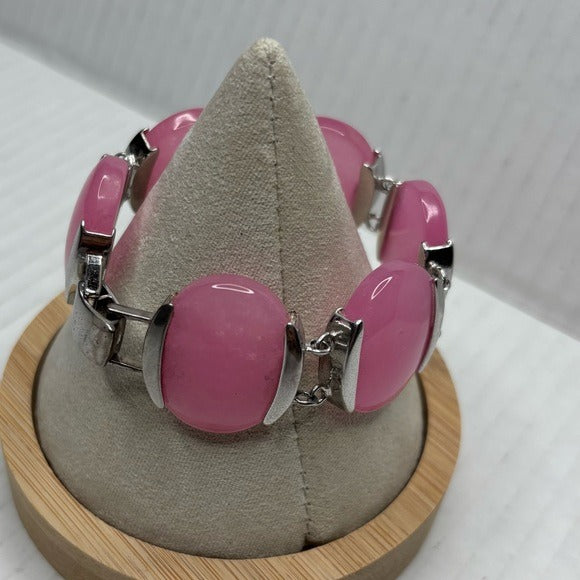 Sterling Silver Chalcedony Pink Bracelet
