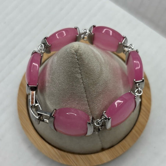 Sterling Silver Chalcedony Pink Bracelet