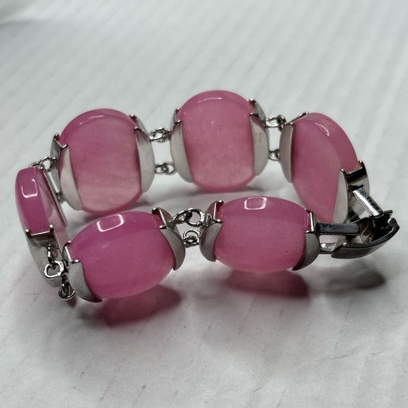 Sterling Silver Chalcedony Pink Bracelet