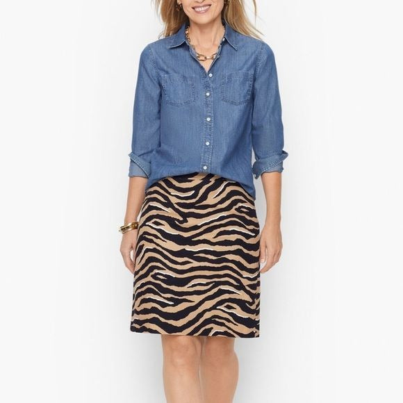 *NEW* TALBOTS Textured Zebra Canvas A Line Skirt Size 12