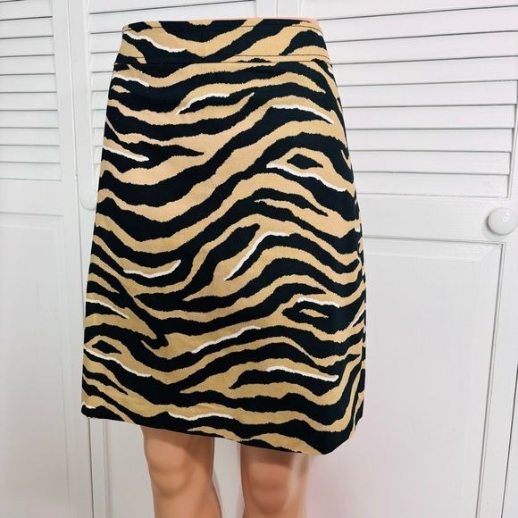 *NEW* TALBOTS Textured Zebra Canvas A Line Skirt Size 12