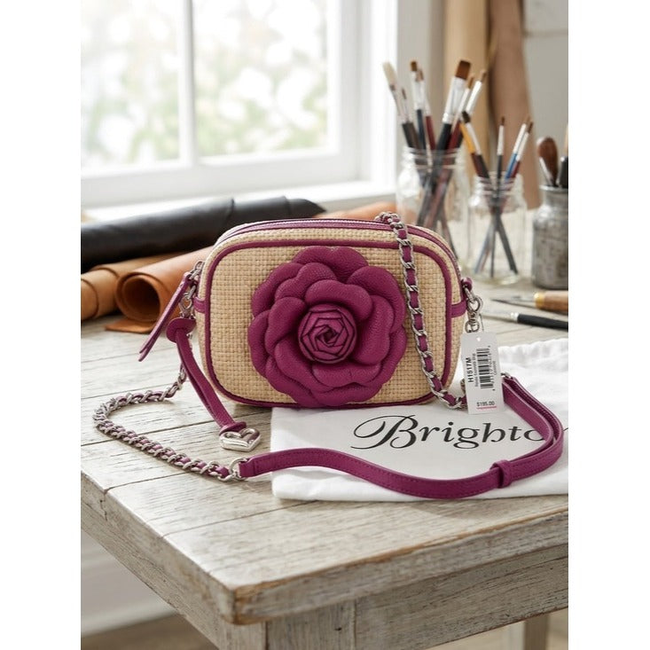 New BRIGHTON Rosie Straw Crossbody Camera Bag