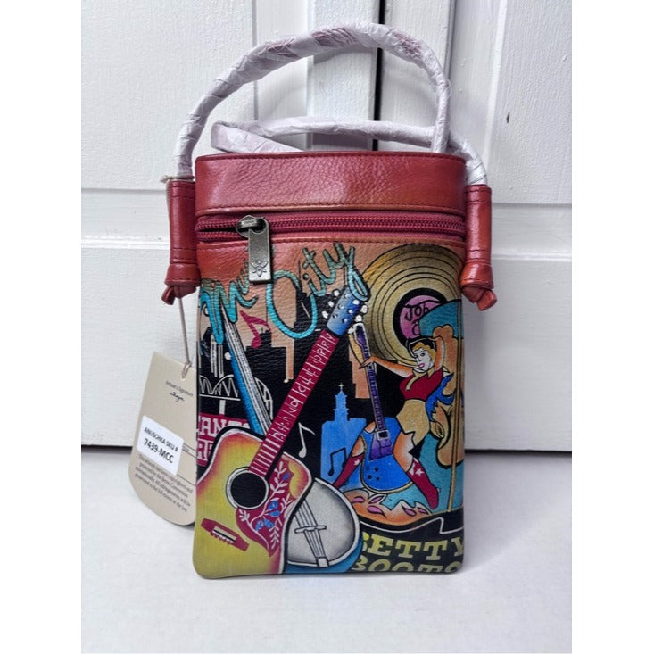 New ANUSCHKA Leather Music City Slim Crossbody Phone Organizer