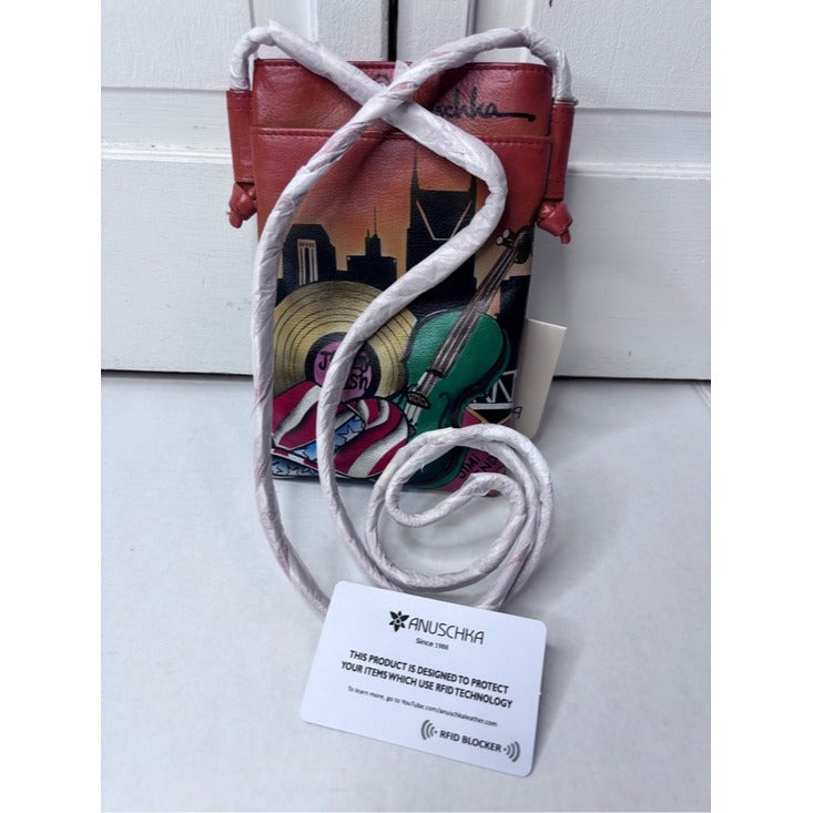 New ANUSCHKA Leather Music City Slim Crossbody Phone Organizer