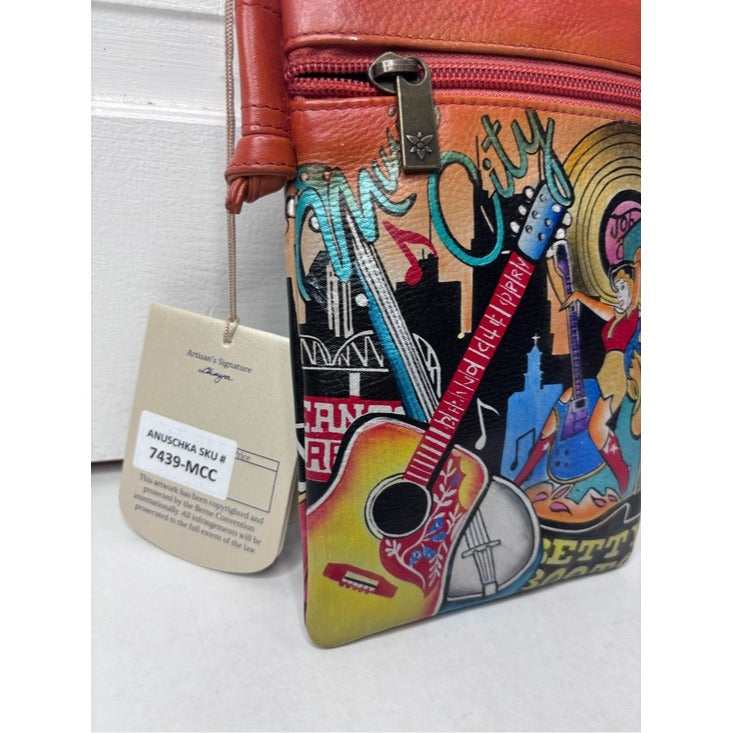 New ANUSCHKA Leather Music City Slim Crossbody Phone Organizer