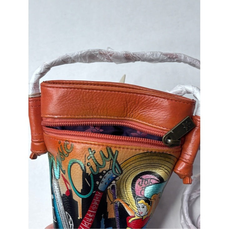 New ANUSCHKA Leather Music City Slim Crossbody Phone Organizer