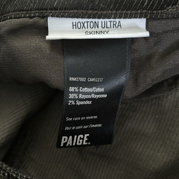 PAIGE Dark Green Hoxton Ultra Skinny Jeans Size 29