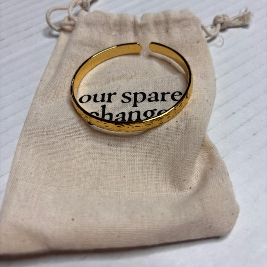 NEW OUR SPARE CHANGE 14K Gold Plated Floral Cuff
