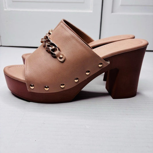 *New* NICOLE MILLER Nude Wada Blocked Mules Size 8