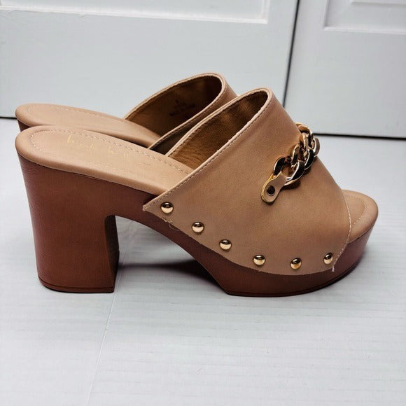 *New* NICOLE MILLER Nude Wada Blocked Mules Size 8