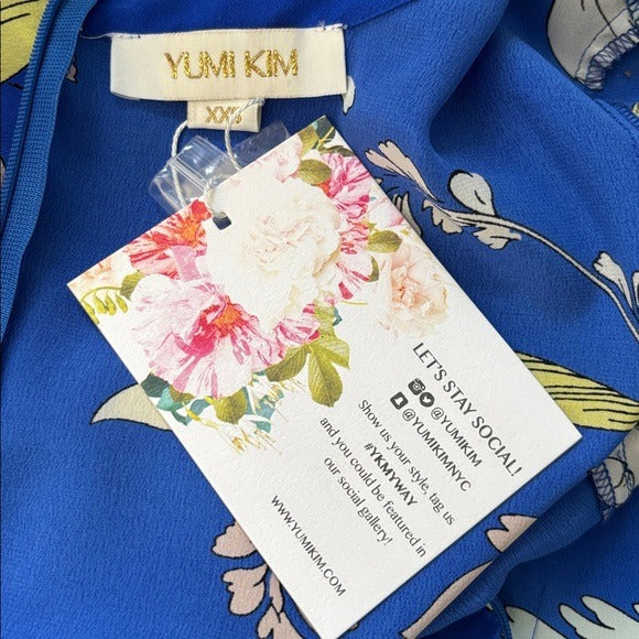 New YUMI KIM Liz Silk Romper in Eastern Garden Royal Blue Size XXS