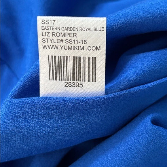 New YUMI KIM Liz Silk Romper in Eastern Garden Royal Blue Size XXS