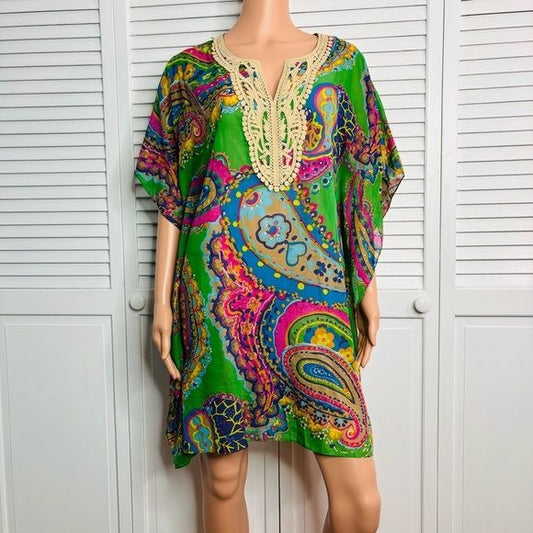 TRINA TURK Multicolor Theodora Caftan Dress Size Medium