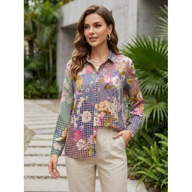 Johnny Was Cathron Mingle Silk Blouse Size Medium