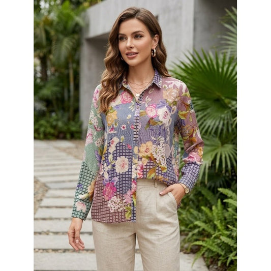 Johnny Was Cathron Mingle Silk Blouse Size Medium