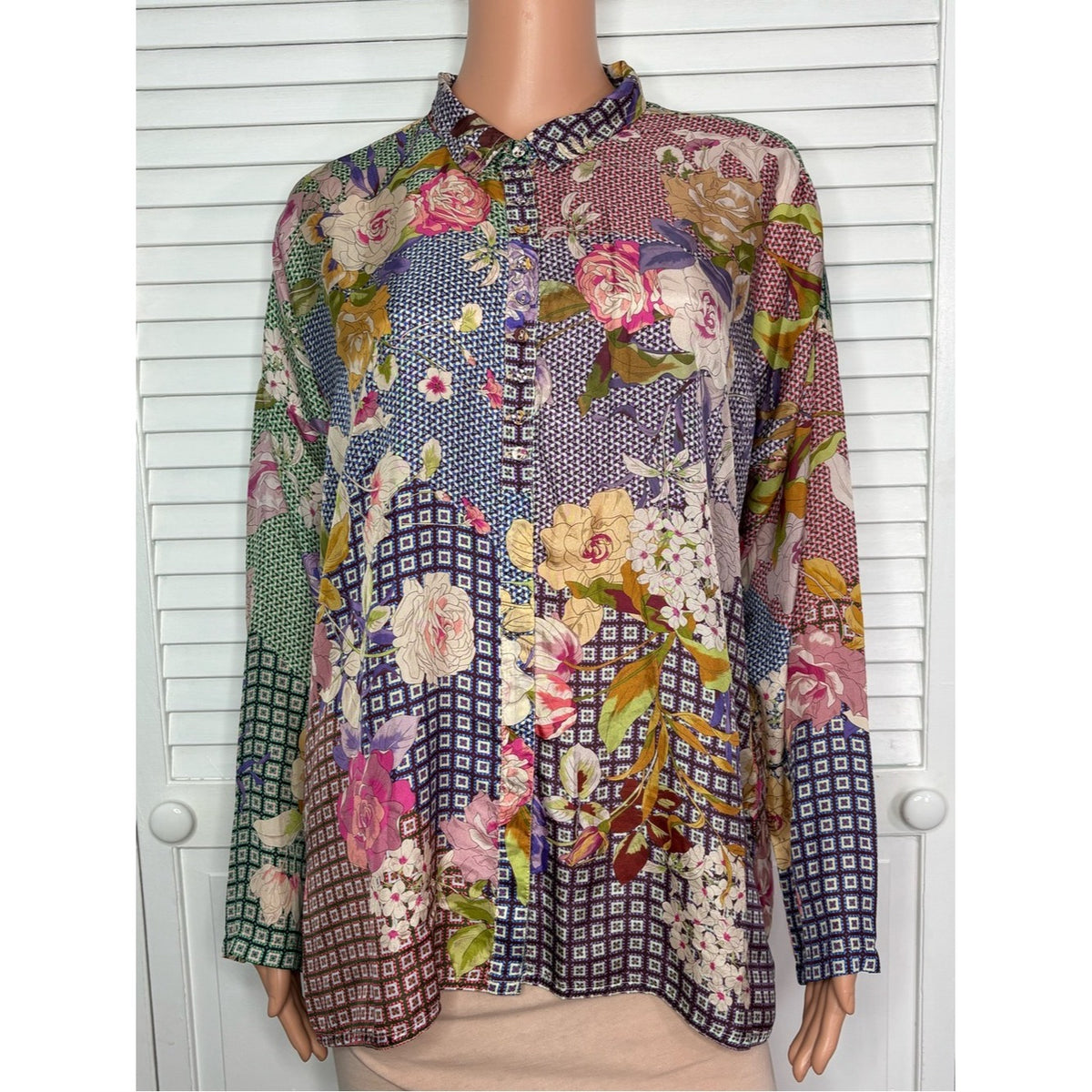 Johnny Was Cathron Mingle Silk Blouse Size Medium