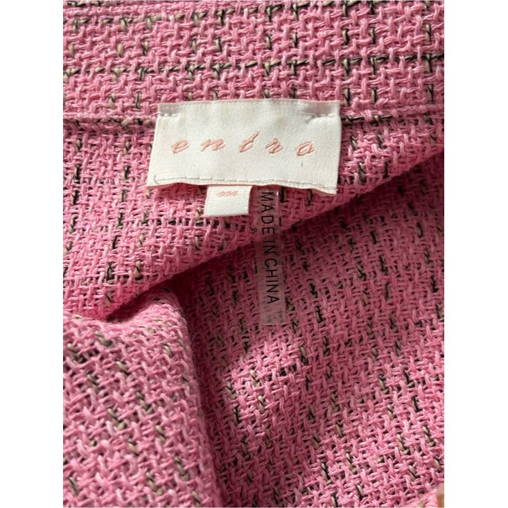 New ENTRO Pink Tweed Button-Up Shacket Jacket Medium