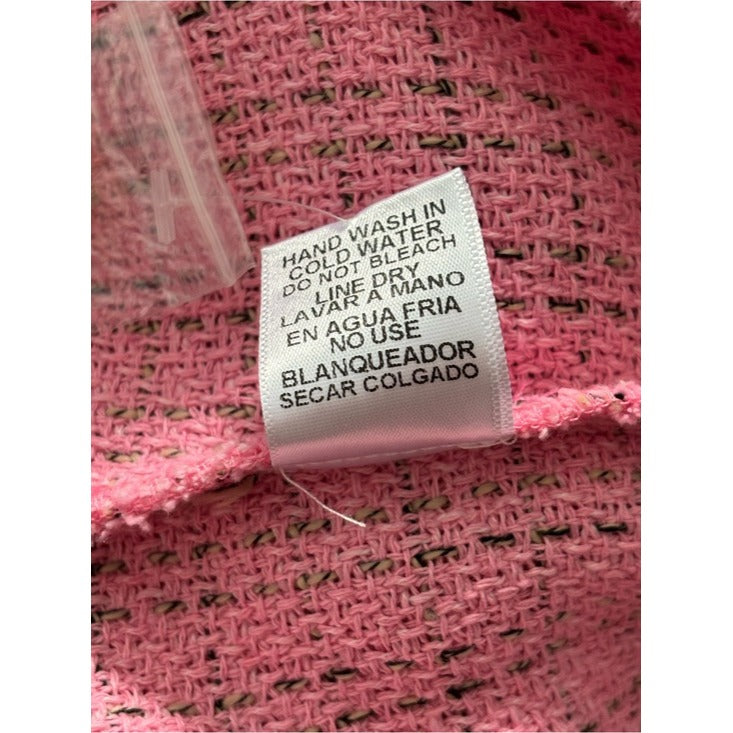 New ENTRO Pink Tweed Button-Up Shacket Jacket Medium