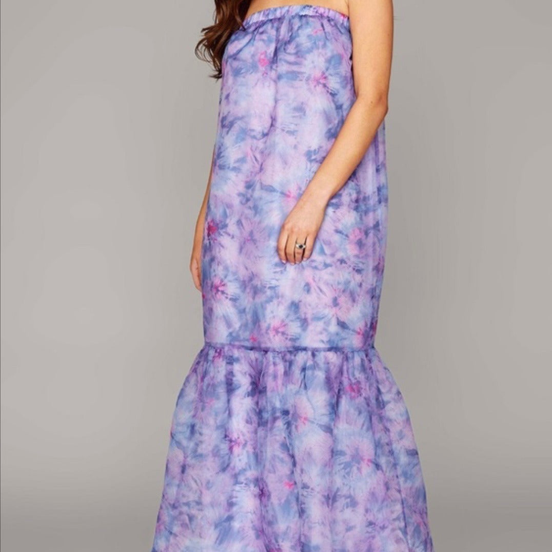 NEW BUDDY LOVE Dayton Floral Strapless Mermaid Maxi Dress in Purple Size XS