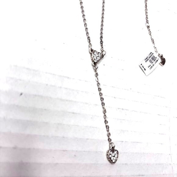 NEW BRIGHTON Silver Plated Starry Night Y Heart Crystal Lariat Reversible Necklace