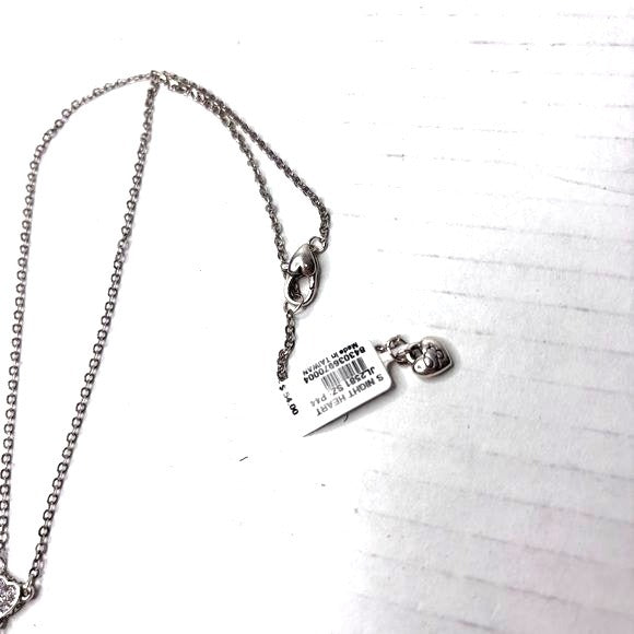 NEW BRIGHTON Silver Plated Starry Night Y Heart Crystal Lariat Reversible Necklace