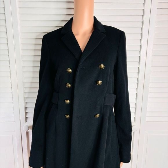 DIANE VON FURSTENBERG Black Red Riding Long Coat Size 10