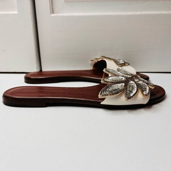 NEW VERONICA BEARD Flor Embellished Leather Sandals Size 8