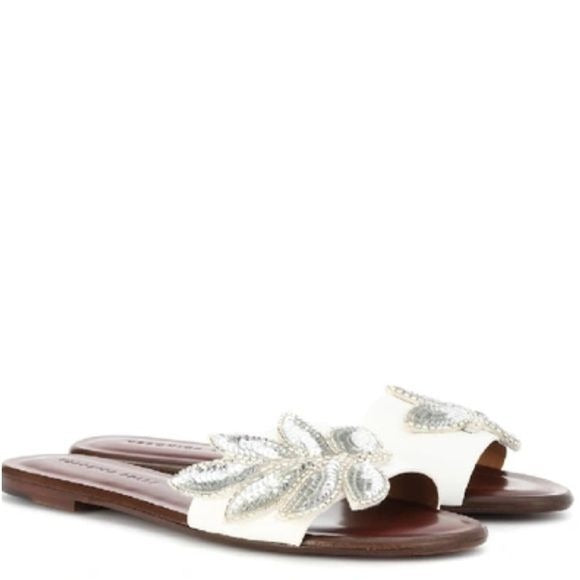 NEW VERONICA BEARD Flor Embellished Leather Sandals Size 8