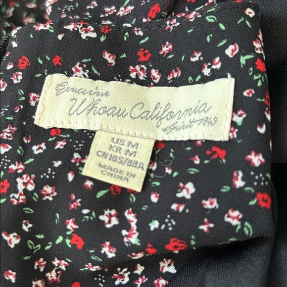 WHOAU CALIFORNIA Floral Ruffle Long Sleeve Dress in Black Size Medium