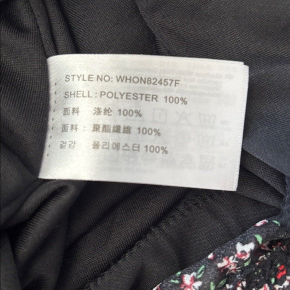 WHOAU CALIFORNIA Floral Ruffle Long Sleeve Dress in Black Size Medium