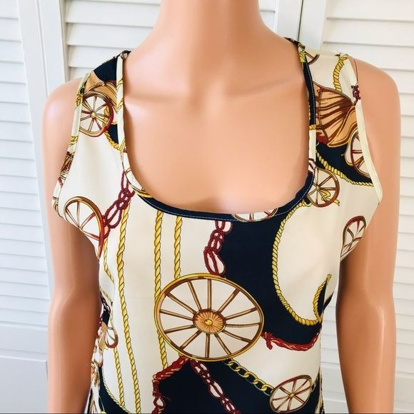 *NEW* LIVA GIRL Navy Blue Ivory Sleeveless Shirt Size XXL