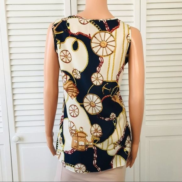 *NEW* LIVA GIRL Navy Blue Ivory Sleeveless Shirt Size XXL