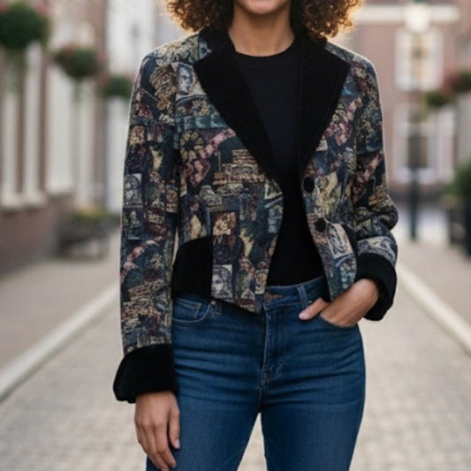 LE RANCH DU CUIR Vintage Tapestry Leather Jacket Size 0