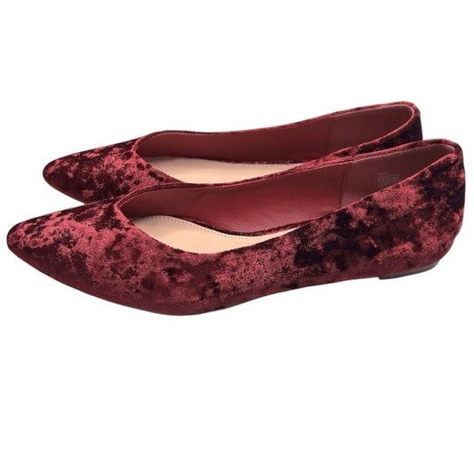 *New* JUSTFAB Burgundy Rainy Flats Velour Size 9