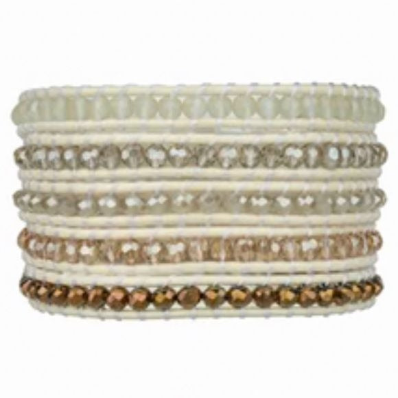 *New* VICTORIA EMERSON X DARLYANN DENNER Neutral Gold Crystal  Wrap Bracelet