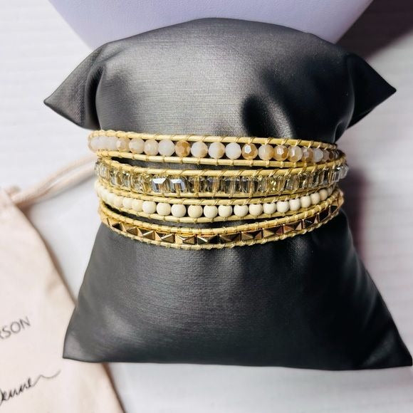 *New* VICTORIA EMERSON X DARLYANN DENNER Neutral Gold Crystal  Wrap Bracelet