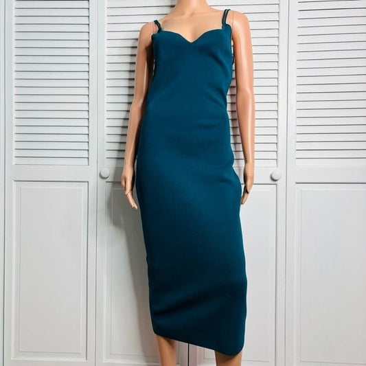 THE SEI Double Strap Teal Midi Sheath Dress Size Medium