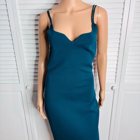 THE SEI Double Strap Teal Midi Sheath Dress Size Medium