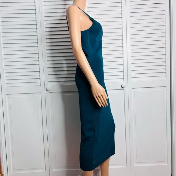 THE SEI Double Strap Teal Midi Sheath Dress Size Medium