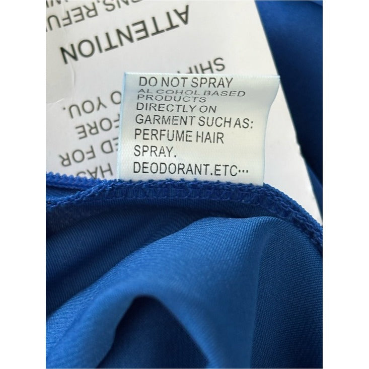 New MAC DUGGAL Cobalt Blue One-Shoulder Satin High-Low Gown Size 2