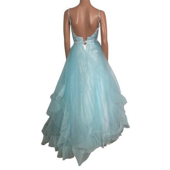 New ALYCE Sky Blue Tiered Tulle Ball Gown in Hush Size 00