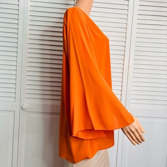 KAREN KANE V-Neck Orange Blouse Size 1X