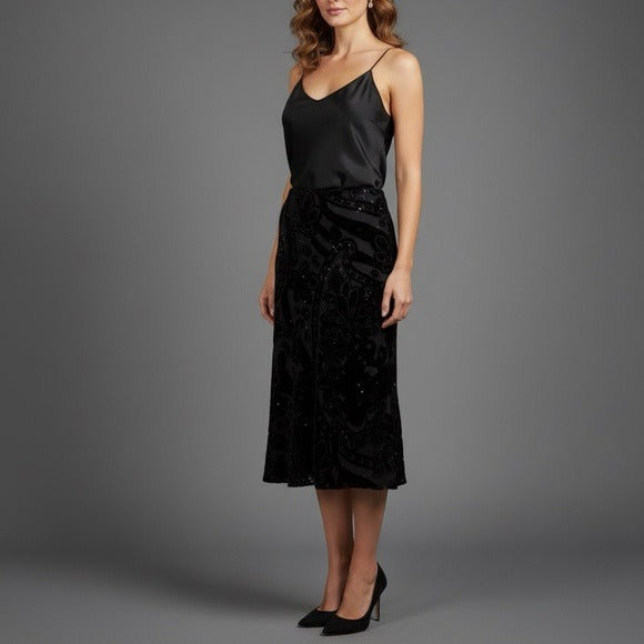LAFAYETTE 148 New York Velvet Sequin Skirt Size 8